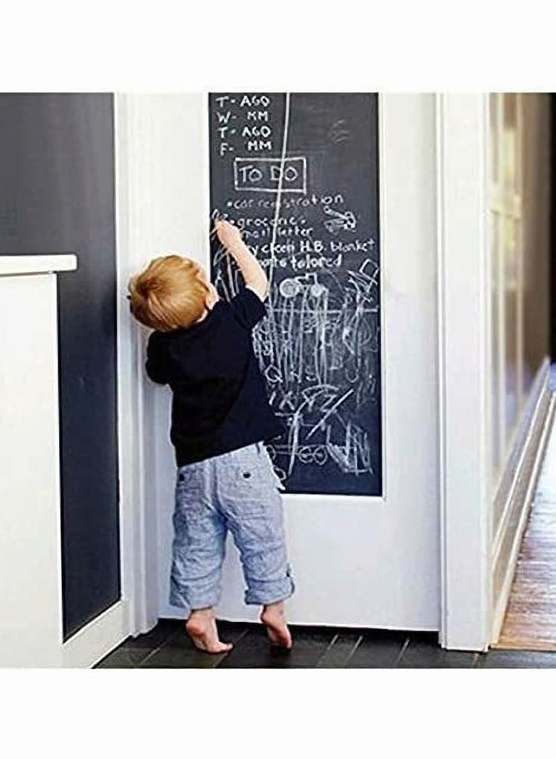 Black Board Sticker,  Chalkboard Sticker with 5 Color Chalk, Removable Teaching Writing Stickers Self-adhesive Wall Stickers Vinyl Draw Décor for Kids Rooms, School, Home, Office 45x200cm - Image 5