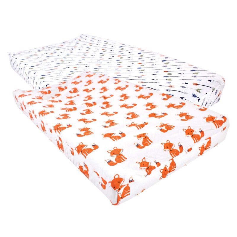 Hudson Baby Unisex Baby Cotton Changing Pad Cover, Foxes, One Size