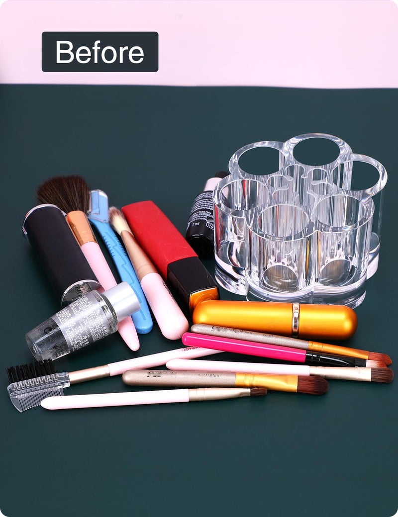 Mosiker Acrylic Lipstick Holder Small Flower Clear Compact Chapstick Lip Gloss Liner Nail Brush Organizer With 12 Slots - Image 3