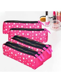 Kuber Industries Makeup Pouch | Rexine Cosmetic Pouch | Travel Makeup Pouch For Girls | Storage Makeup Bag | Star Makeup Pouch | Pack Of 4 | Pink  - Image 1