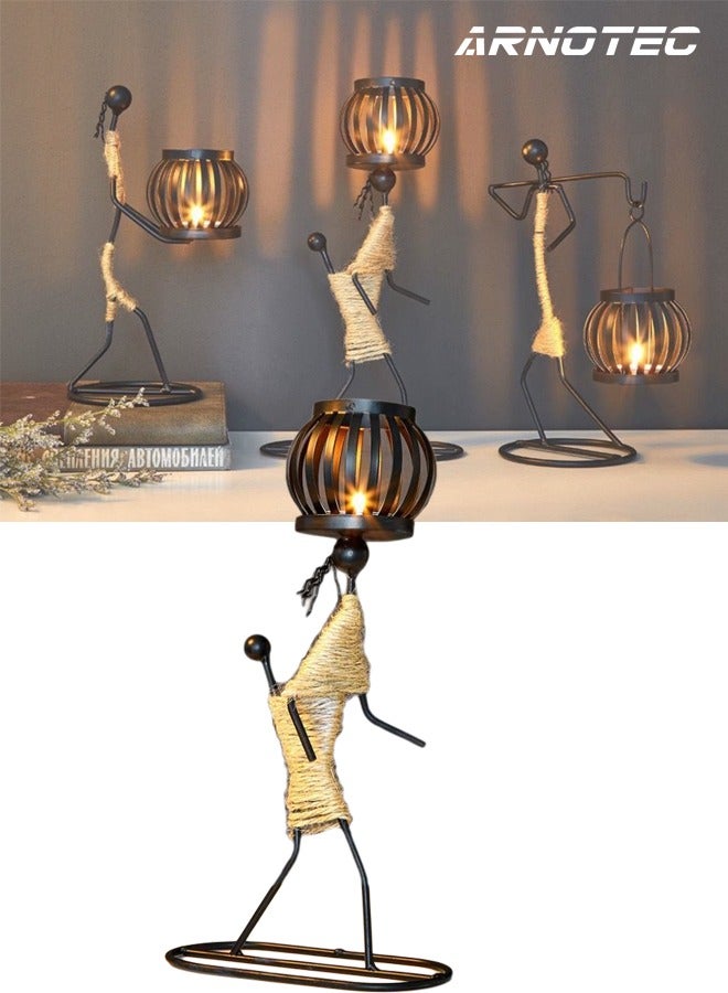 ARNOTEC Metal Candle Holder Abstract Character Candlestick Decorative Handmade Candlestick Vintage Candle Stand for Wedding Home Coffee Shop Table Decoration Art Gift  - Image 1