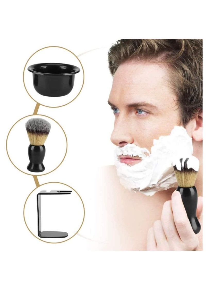 Zikra 3 in 1 Shaving Brush Set Shaving Soap Bowl & Shaving Stand & Hair Shaving Brush Kit Stainless Steel Shaving Cleaning Tool for Men Black - Image 3