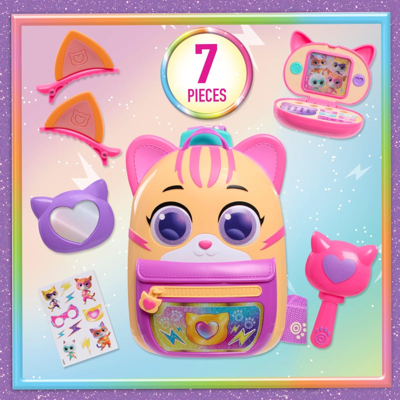 Just Play مجموعة حقيبة ظهر Disney Jr. SuperKitties Su-Purr مع حزام قابل للتعديل، 7 قطع، جهاز لوحي للعب مع أضواء وأصوات، ملابس تنكرية ولعب تخيلي، للأطفال من عمر 3 سنوات وما فوق من Just Play - Image 2