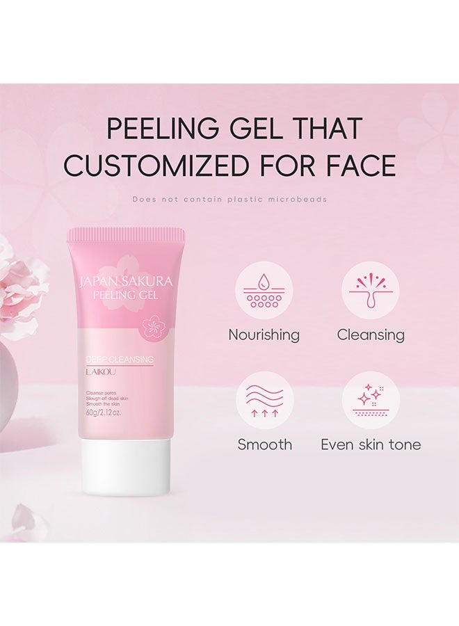 لايكو جل تقشير ساكورا، للعناية بالبشرة للوجه والجسم، يزيل البقع الداكنة ويشد لون البشرة، مقشر لطيف ينظف البشرة بعمق، جل مرطب لجميع أنواع البشرة 60 جرام - Image 5