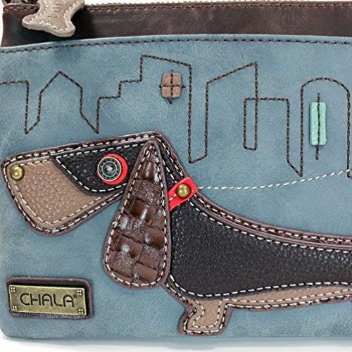 Chala Mini Crossbody Handbag, Pu Leather, Small Shoulder Purse Adjustable Strap (Wiener Dog-Indigo) - Image 3