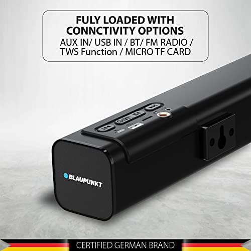 Blaupunkt SBA50 PRO Wireless Bluetooth Soundbar with 2400 mAh Built-in Battery I 4 Full Range Speakers I HD Sound I Sleek Premium Design I Guitar & Mic Input for Karaoke I EQ Modes - Image 2