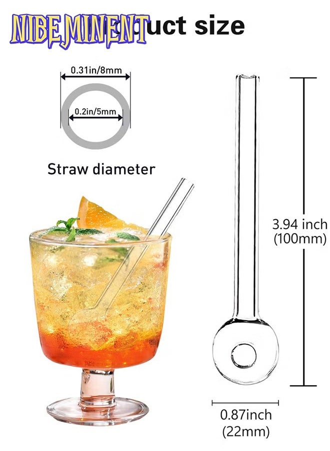 NIBEMINENT مصاصات زجاجية غير قابلة للكسر - مجموعة 8 مصاصات زجاجية قابلة لإعادة الاستخدام مع فرشاة تنظيف واحدة للمشروبات والأعشاب والعصائر والعلاج بالروائح (لون شفاف) - Image 2