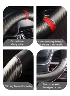 HomarKet Carbon Fiber & Microfiber PU Leather Steering Wheel Cover Anti-Slip Car Steering Wheel Protector Breathable Sweat Absorbent Sport for Diameter 38cm 15  - Image 4