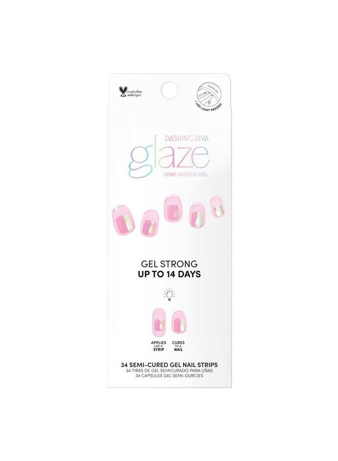 DASHING DIVA Glaze Nail Strips Pink Dew Works With Any Led Nail Lamp Long Lasting Chip Resistant Semicured Gel Nail Strips Contains 34 Salon Quality Nail Wraps 1 Prep Pad 1 Nail File - Image 3