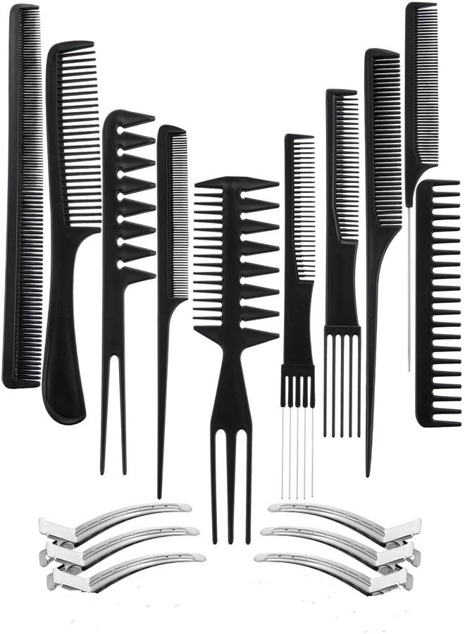 PINAKA 10pc Comb Set with 6pc Section Clips, Salon Anti-static Stylists Comb Clip Set - Image 2