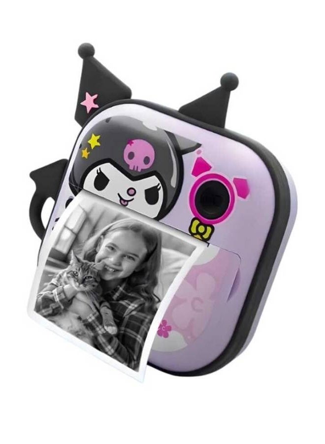 Kuromi Character Theme Print Camera kid-friendly digital camera snap photos, print them instantly in black & white - Image 1