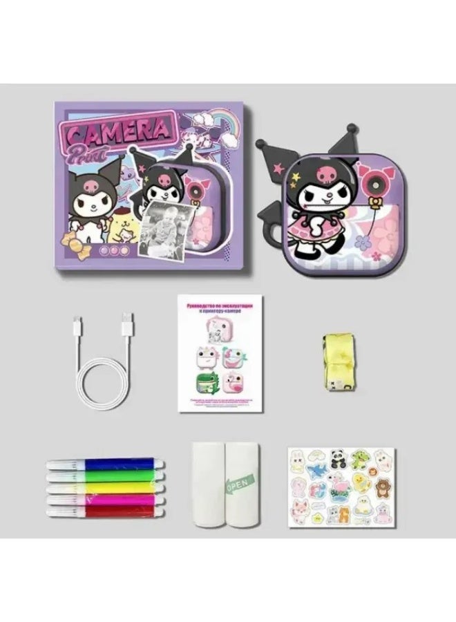 Kuromi Character Theme Print Camera kid-friendly digital camera snap photos, print them instantly in black & white - Image 3