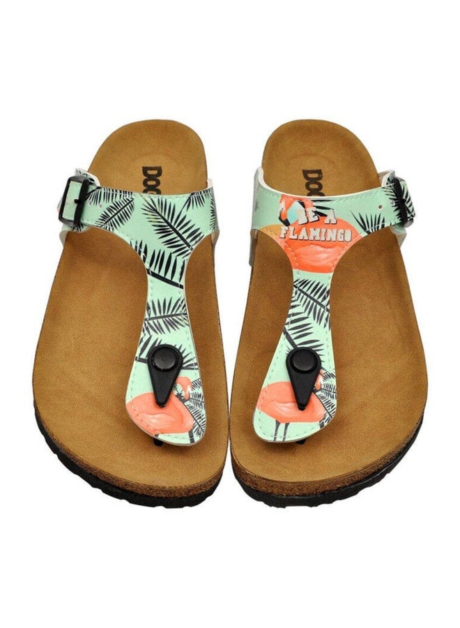 Dogo Women’s Vegan Leather Turquoise Thong Sandals - Be A Flamingo Design. - Image 1