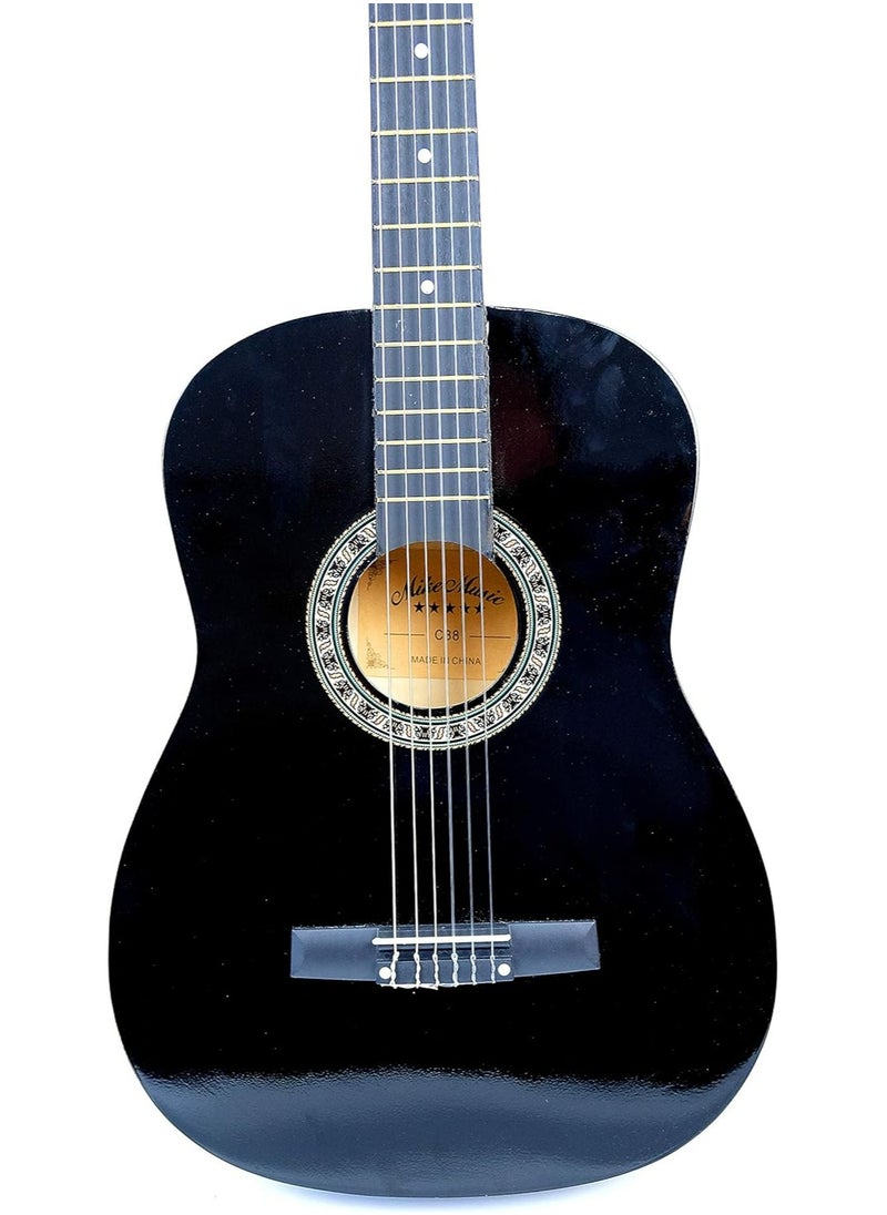 Mike Music 38 Inch Classical Guitar for Beginner Teen Adult, 38-inch Guitar Acoustic Classic Guitar 6-Strings Classical Guitar Set With Accessories Gig Bag, Picks, Right Hand, Black  - Image 4