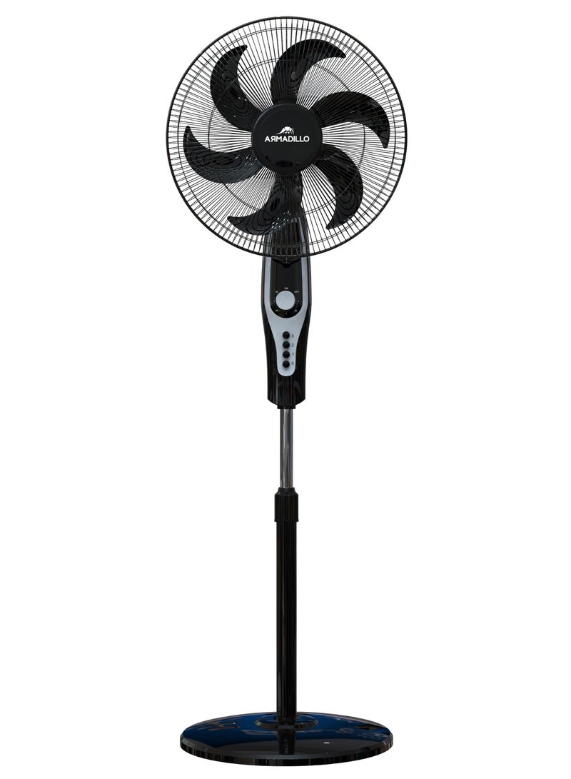 Armadillo Stand Fan 18" 70W, 6 Blades, 3 Speeds - Black
