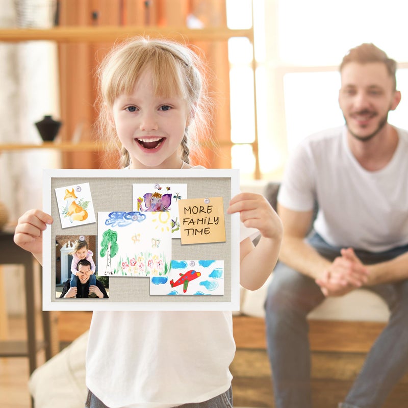 DAHAPYBOO Cork Board with Linen White,Bulletin Board 17"x12" Hanging Corkboards for Office Home School Message Board or Vision Board Decoration. - Image 5