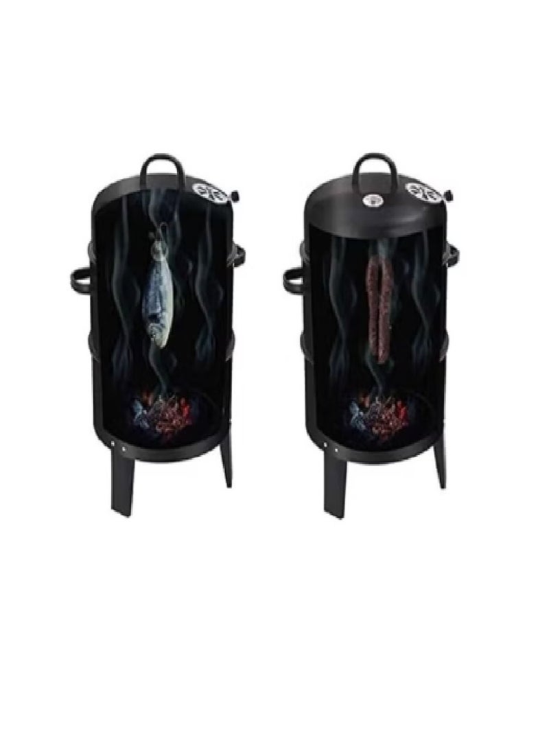 Durable and Sturdy Outdoor Vertical Smoker Grill Black 41 cm - Image 2
