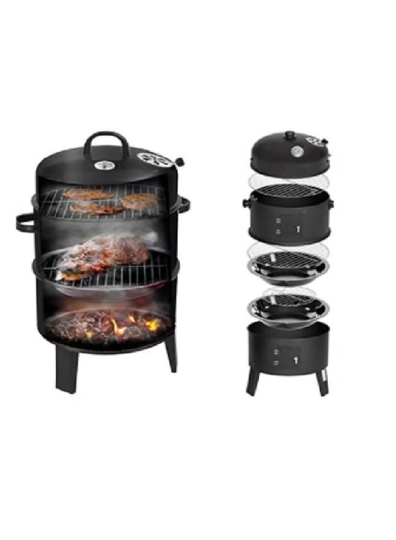Durable and Sturdy Outdoor Vertical Smoker Grill Black 41 cm - Image 1