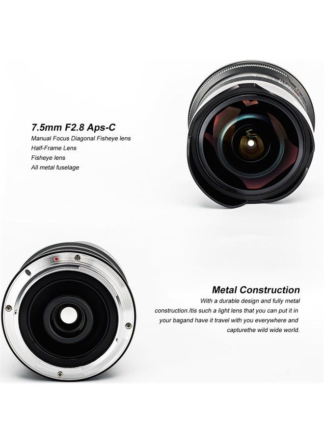 Meike - 7.5mm f2.8 RF-Mount Ultra Wide Circular fisheye Lenses Manual Focus Fixed Prime APS-C Lens Compatible with Canon EOS-R EOS-RP R5 R5C R6 R7 R10 Mirrorless Camera - Image 1