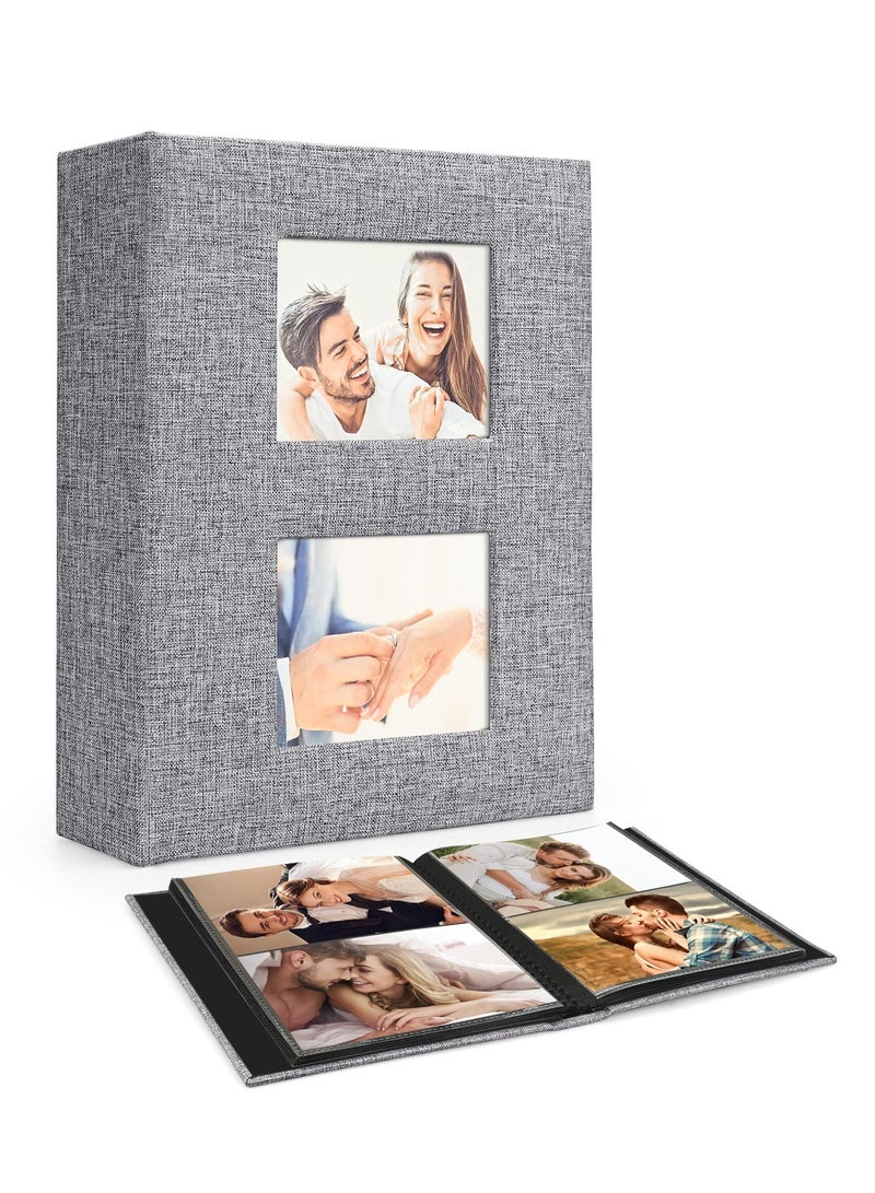 GNAFOTU Photo Albums 6x4, 50 Pages 200 Photos, Black Pages, Linen Photo Album, Slip In Photo Album 10 x 15cm Large Capacity, Perfect Gifts For Anniversary, Baby, Wedding, Birthday, Family - Image 1