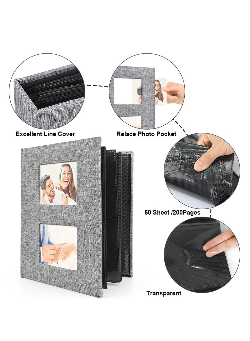 GNAFOTU Photo Albums 6x4, 50 Pages 200 Photos, Black Pages, Linen Photo Album, Slip In Photo Album 10 x 15cm Large Capacity, Perfect Gifts For Anniversary, Baby, Wedding, Birthday, Family - Image 2