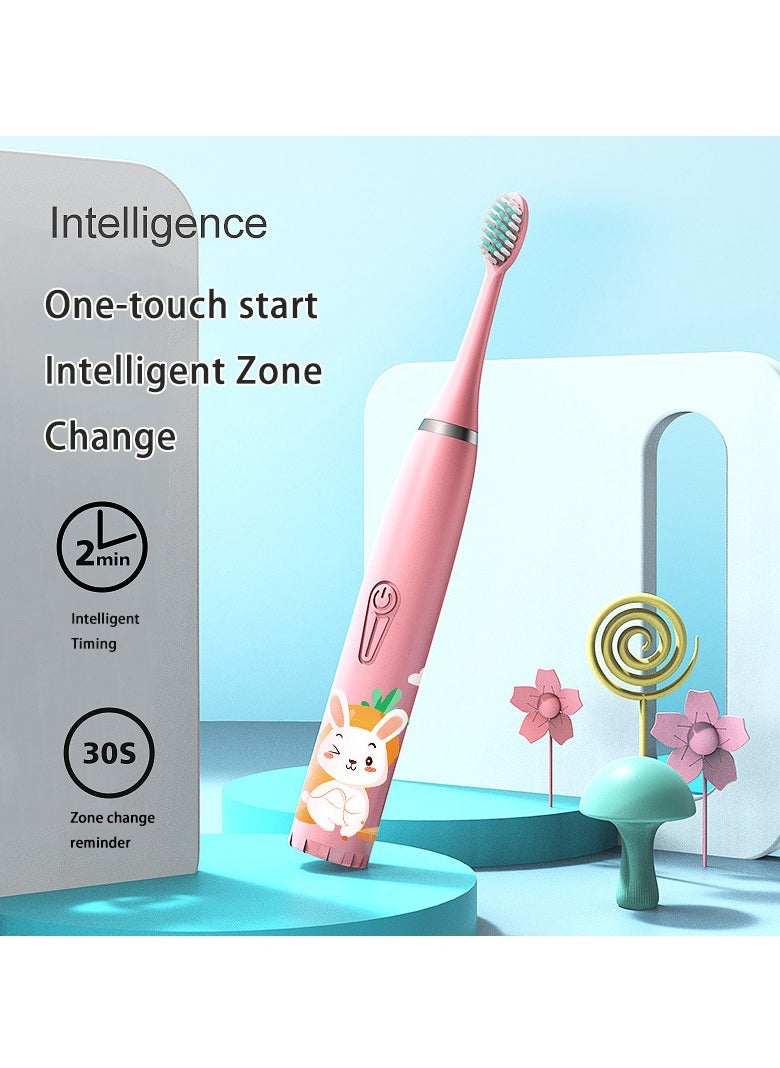 Arabest - Portable Kids Electric Toothbrush, Battery Powered Kids Toothbrush 6 Brush Heads, Built-in 2 Minute Timer, Soft Bristles, IPX7 Water Resistant - Image 1