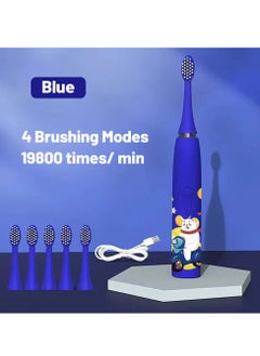 Portable Kids Electric Toothbrush, Battery Powered Kids Toothbrush 6 Brush Heads, Built-in 2 Minute Timer, Soft Bristles, IPX7 Water Resistant