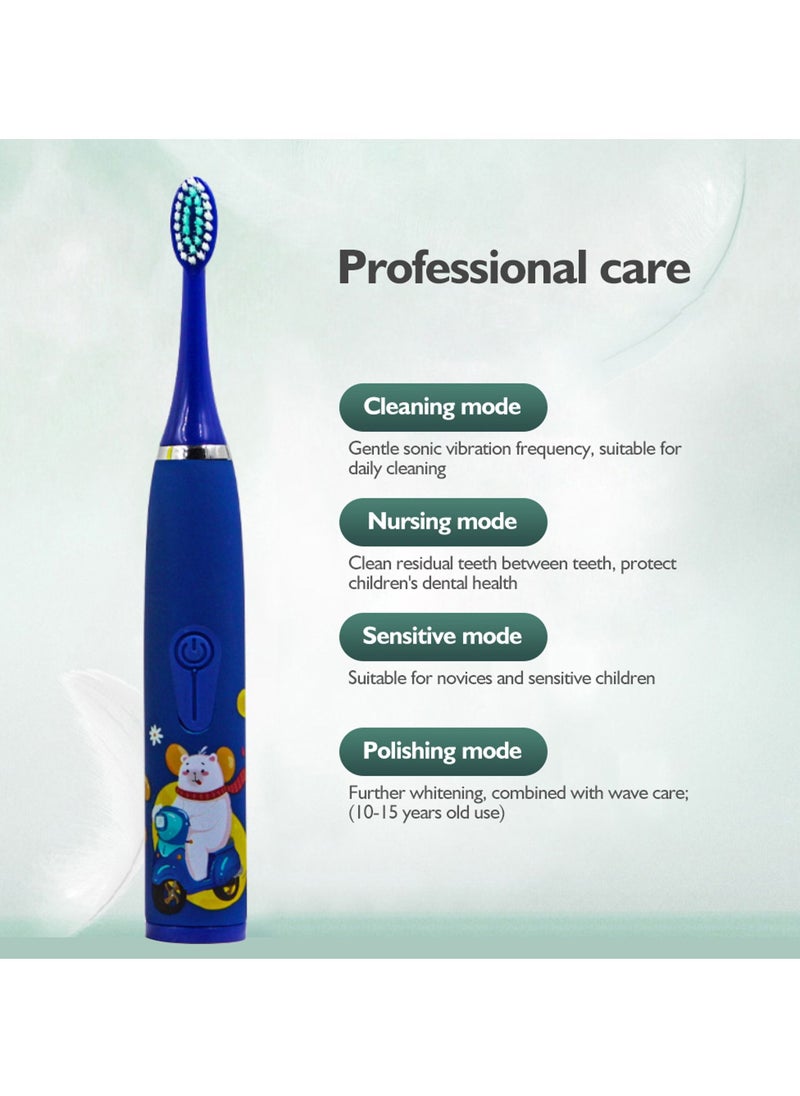 Arabest - Portable Kids Electric Toothbrush, Battery Powered Kids Toothbrush 6 Brush Heads, Built-in 2 Minute Timer, Soft Bristles, IPX7 Water Resistant - Image 1