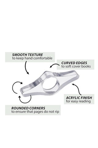 Book Page Holder for Reading, Clear Acrylic Spreader with Thumb or Finger Ring, Active Reader Bookmark, Compact and Portable for Paperback or Hardcovers - view 2