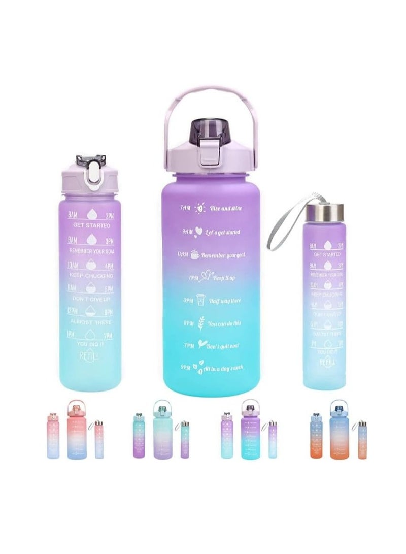 Reko Sports Water Bottle With Straw, 2L 900ml 500ml Motivational Sports Water Bottle - Multicolor - Image 1