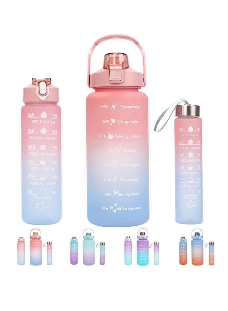 Reko Sports Water Bottle With Straw, 2L 900ml 500ml Motivational Sports Water Bottle - Multicolor - Image 4