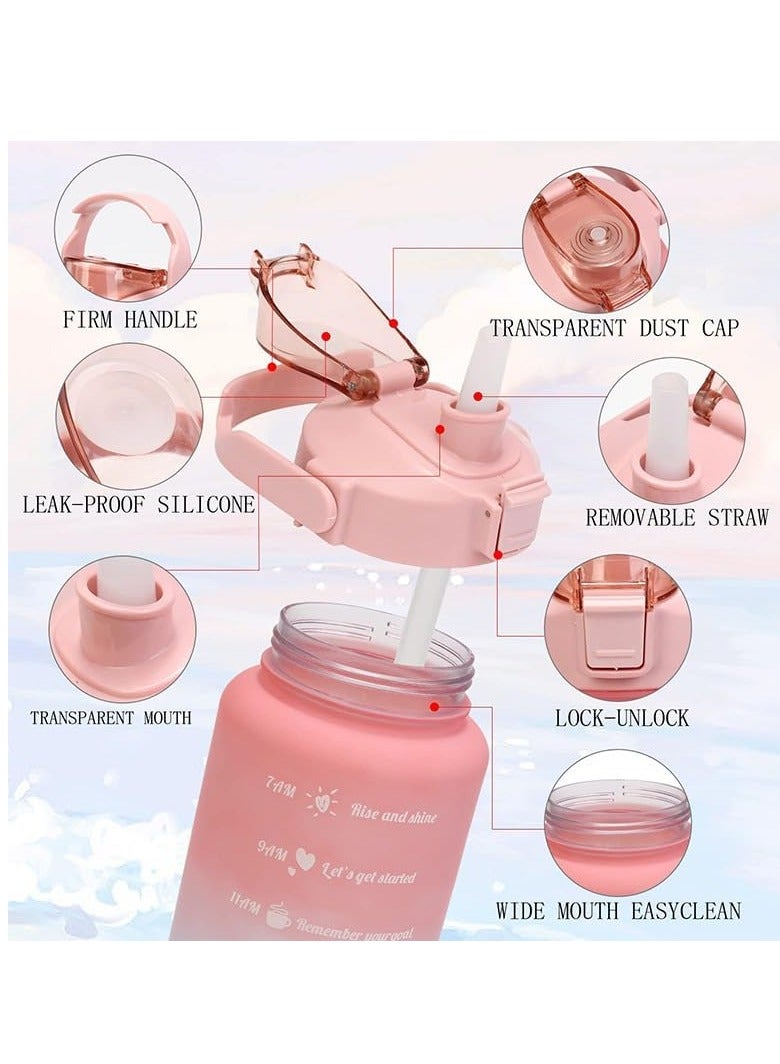 Reko Sports Water Bottle With Straw, 2L 900ml 500ml Motivational Sports Water Bottle - Multicolor - Image 3