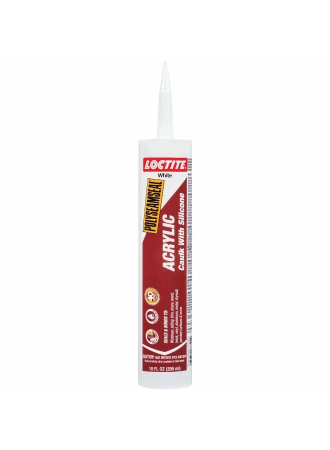 Loctite Polyseamseal Acrylic Caulk with Silicone, Paintable, Flexible Sealant for Interior & Exterior Use,  10 fl. oz.White (Blanco) - Image 1