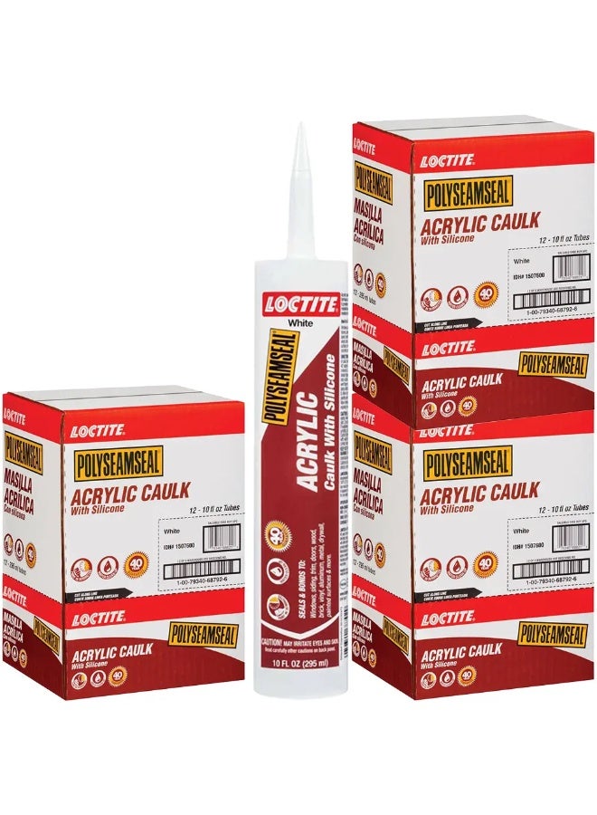 Loctite Polyseamseal Acrylic Caulk with Silicone, Paintable, Flexible Sealant for Interior & Exterior Use,  10 fl. oz.White (Blanco) - Image 3