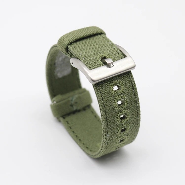 Bluejw 20mm Luxury Canvas Watch Band with 316L Stainless Steel Buckle – Fashion Fabric Replacement Strap for Men and Women, Sailcloth Style - Image 2