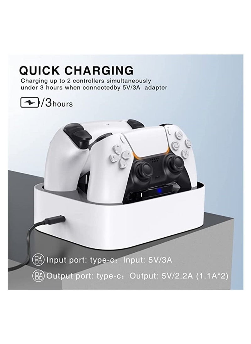 PS5 Controller Charger, 3 Hour Fast Charging Dock with Safety Chip Protection & LED Indicator, Chargering Station for Playstation 5 Console