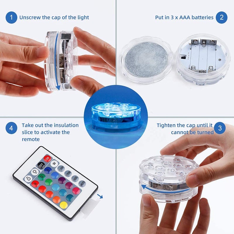 GLODD Submersible Pool Lights Underwater LED Lights with Remote Battery Operated Bath Tub Lights for Fish - Image 4