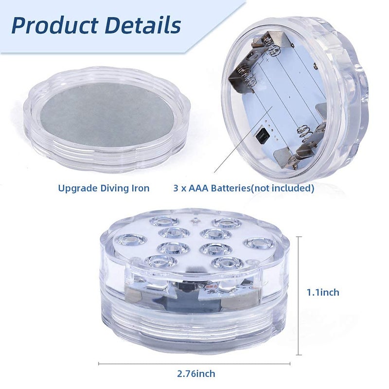 GLODD Submersible Pool Lights Underwater LED Lights with Remote Battery Operated Bath Tub Lights for Fish - Image 2