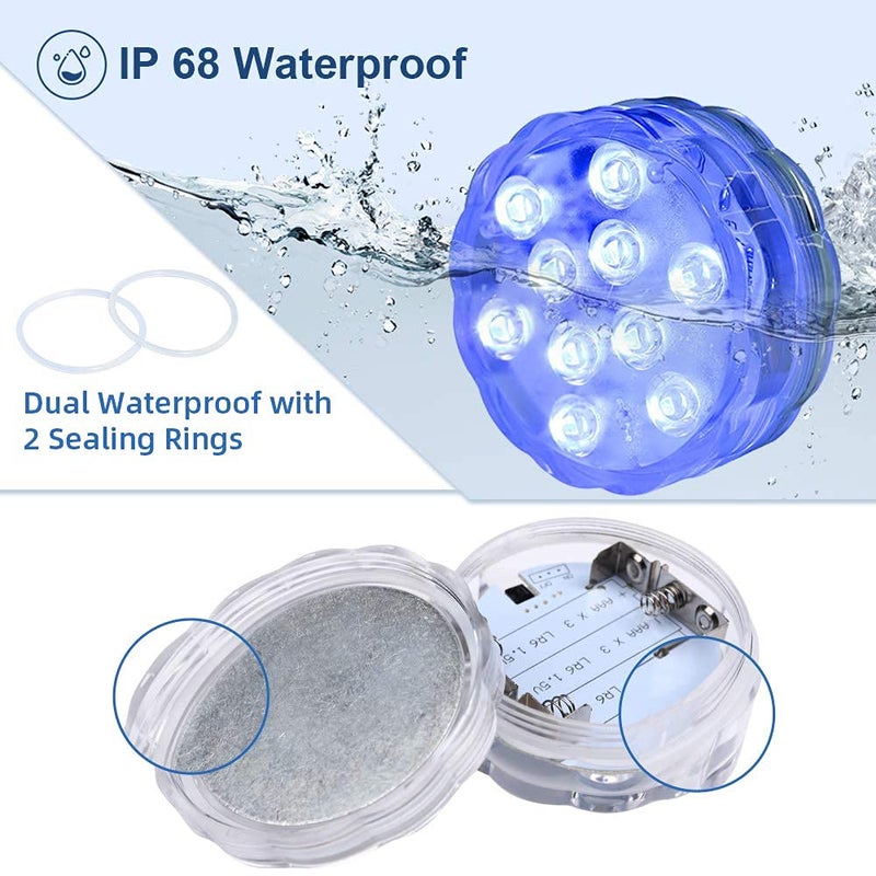 GLODD Submersible Pool Lights Underwater LED Lights with Remote Battery Operated Bath Tub Lights for Fish - Image 1