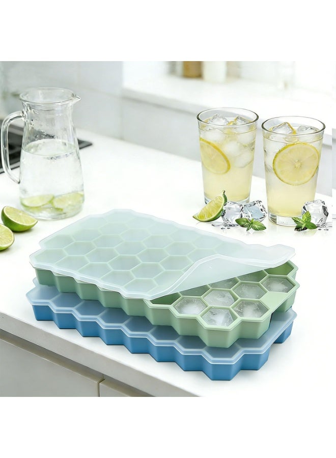 Ice Trays with Lids for Freezer, Silicone 2 Pack, 74 Small Ice Cubes - Image 3