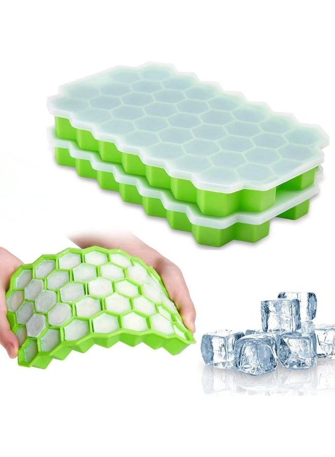 Ice Trays with Lids for Freezer, Silicone 2 Pack, 74 Small Ice Cubes - Image 1