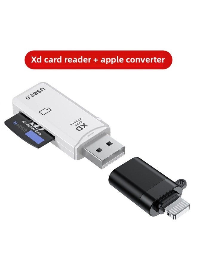 Camera Card Reader SD Card For Huawei Mobile Phone For Sony Canon Nikon Connect Memory Direct OTG Transmission Line S-Color:Xd Card Reader + For Apple Adapter-Capacity:USB2.0  - Image 1