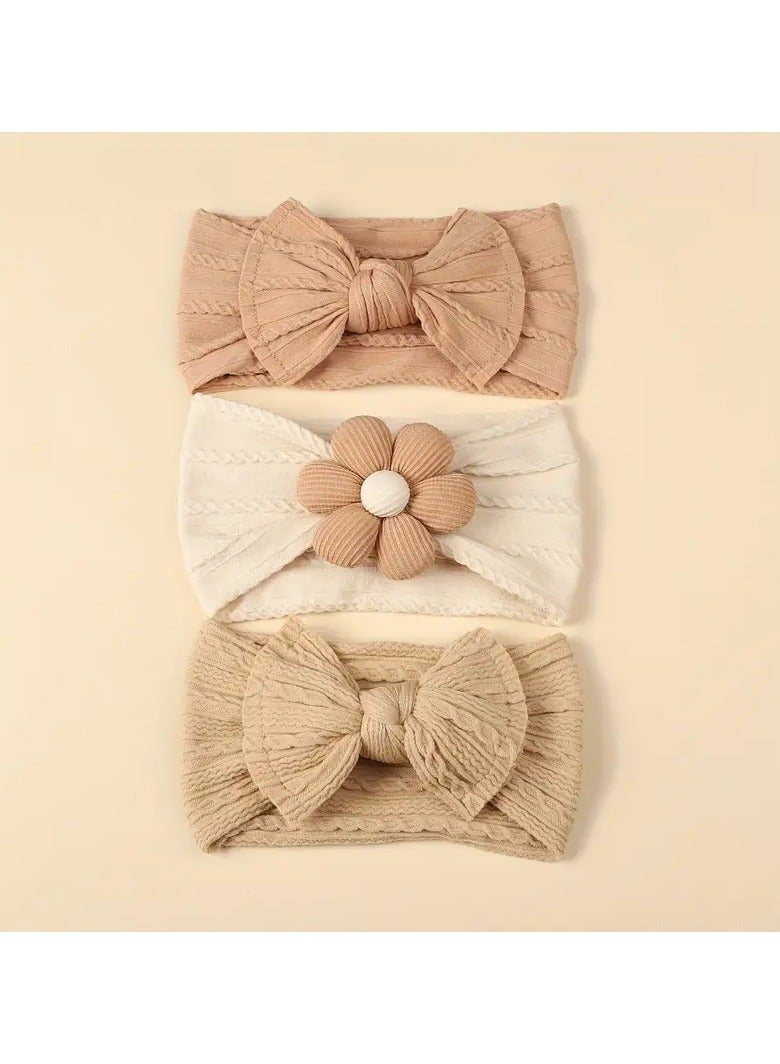 Goolsky 3 قطع أربطة رأس ناعمة وقابلة للتنفس للفتيات والفتيان - تصميم زهور لطيف، طراز قديم، مثالية لجميع المواسم، رباط شعر، JRALON - Image 1