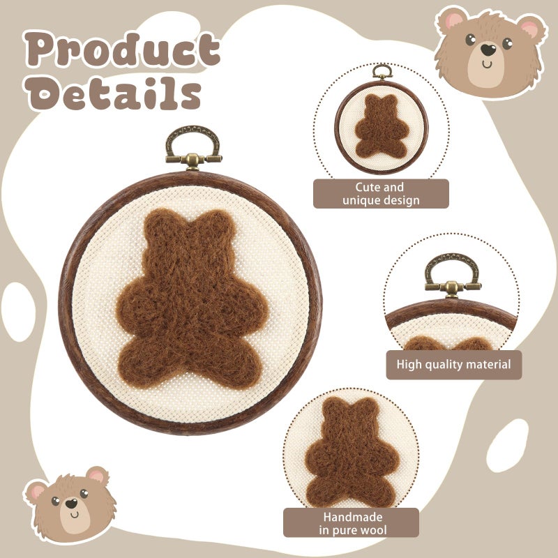 Chunful Felted Bear Nursery Wall Decor Cute Wall Art Decorative Artwork for Nursery Themes Bathroom Living Room Classroom Home Decoration - Image 3