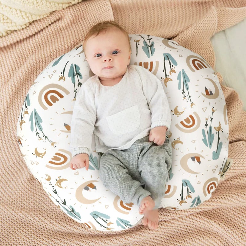 GRSSDER Nursing Pillow Cover Stretchy Minky Removable Nursing Covers for Breastfeeding Pillows, Ultra Soft Comfortable Slipcover for Boy and Girls, Cute Rainbow Pattern - Image 2