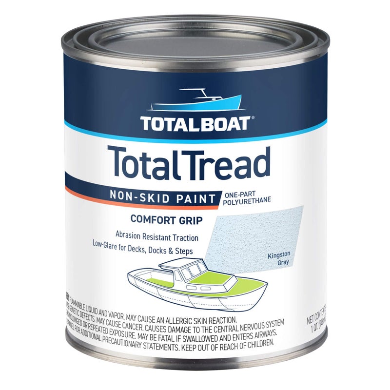 TotalBoat طلاء سطح غير قابل للانزلاق TotalBoat-409324 TotalTread، طلاء مضاد للانزلاق من الدرجة البحرية للقوارب، الخشب، الألياف الزجاجية، الألمنيوم، والمعادن (رمادي، ربع) - Image 1