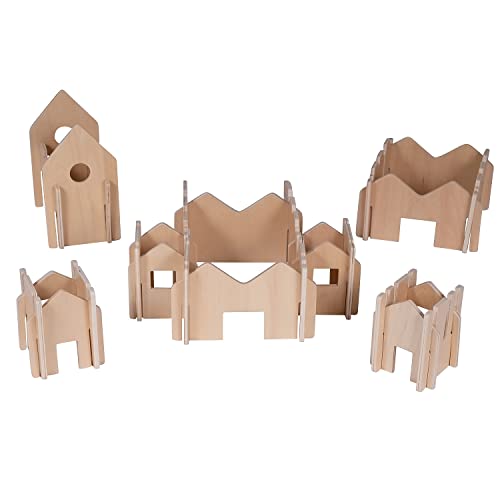 THE FRECKLED FROG FF410 The Freckled Frog Happy Architect Natural Set of 28 Ages 2 Wooden Building Blocks for Preschoolers and Elementary Aged Kids - Image 1