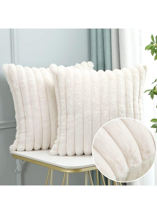 Arabest Pack of 2 Throw Pillow Covers, Decorative Faux Fur Covers, Couch Soft Fluffy Pillow Cover with Velvet Back for Living Room, Sofa, Couch and Bedroom (45x45 cm) - Image 5