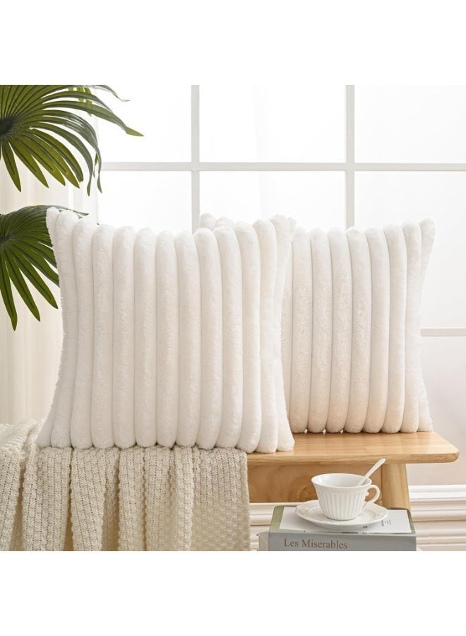 Arabest Pack of 2 Throw Pillow Covers, Decorative Faux Fur Covers, Couch Soft Fluffy Pillow Cover with Velvet Back for Living Room, Sofa, Couch and Bedroom (45x45 cm) - Image 2