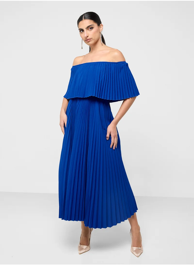 ELLA Off Shoulder Pleated Dress